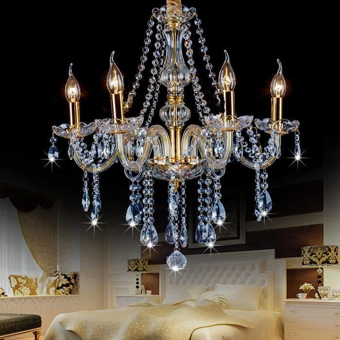 Aveline - Maria Teresa Crystal Pendant Chandelier - 4 Light Gold Crystal - New Arrival