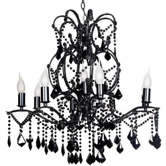 Venice Black Chic Crystal Chandelier Pendant - 8 Light