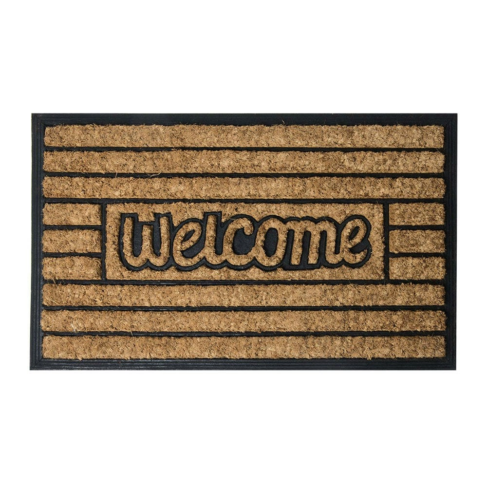 J.Elliot Brush Moulded 45x75cm Coir Mat Rectangle Entrance Rug Welcome/Stripes