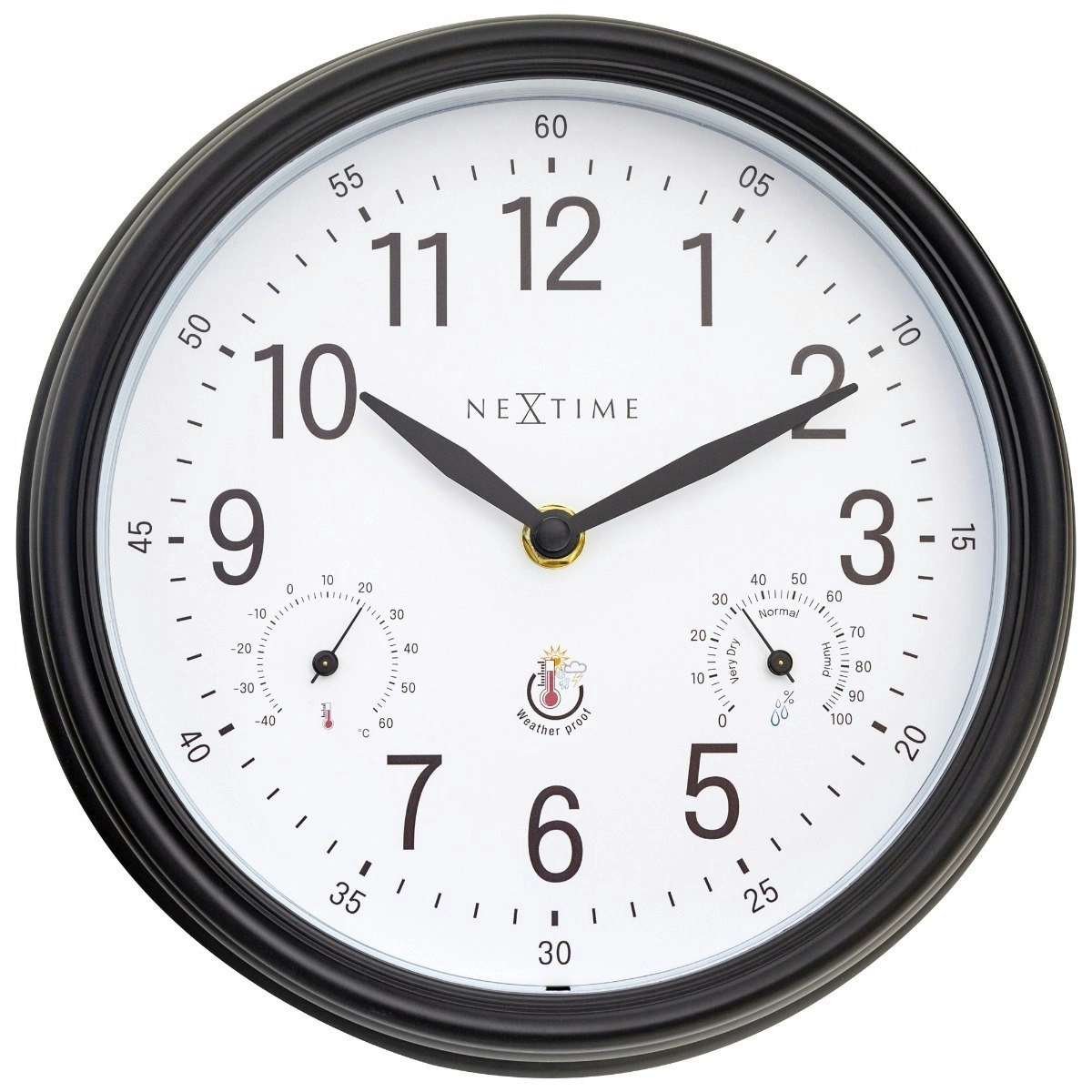 NeXtime Jasmine Weatherproof Outdoor 23.5cm Analogue Wall Clock Black/White