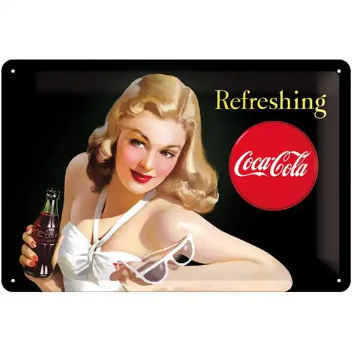 Nostalgic Art 20x30cm Metal Wall Sign Coca-Cola Beauties Black/White Refreshing