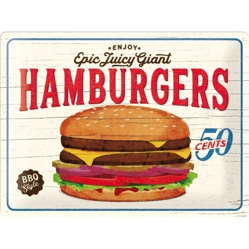 Nostalgic Art Hamburgers 30x40cm Large Tin Sign Home/Pub Wall Hanging Decor