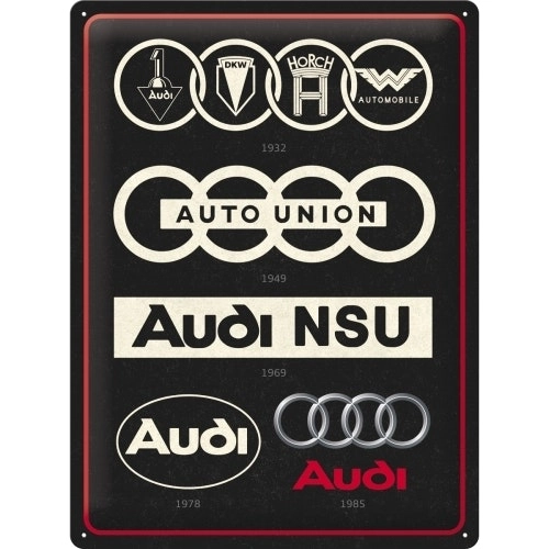 Nostalgic Art Audi Logo Evolution 30x40cm Large Metal Tin Sign Home Wall Decor