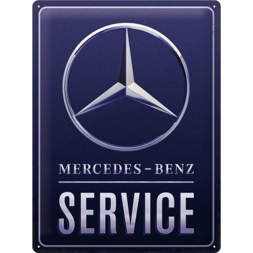 Nostalgic Art Mercedes Service 30x40cm Large Metal Tin Sign Home Wall Decor Blue