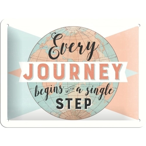 Nostalgic Art 15x20cm Small Wall Hanging Metal Sign Every Journey Begins Decor