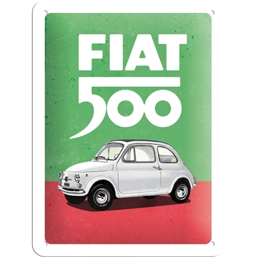 Nostalgic Art 15x20cm Small Wall Hanging Metal Sign Fiat 500 Italian Colours