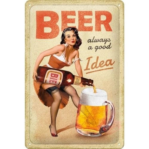 Nostalgic Art Medium Sign 20x30cm Metal Wall Hanging Beer Is Always A Good Idea