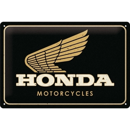 Nostalgic Art Medium Sign 20x30cm Metal Wall Hanging Honda MC Motorcycles Gold