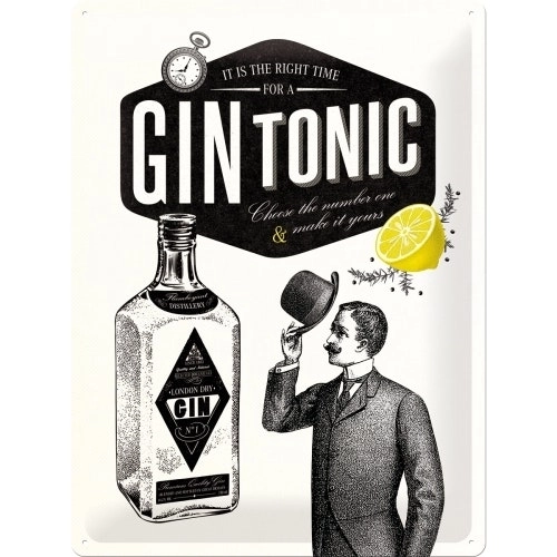 Nostalgic Art Large Sign 30x40cm Metal Wall Hanging Home/Office Decor Gin Tonic