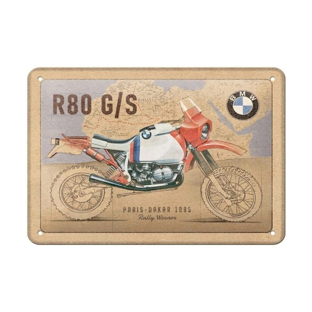 Nostalgic-Art 15x20cm Metal Sign BMW R80 G/S Paris Dakar Small Home/Office Decor