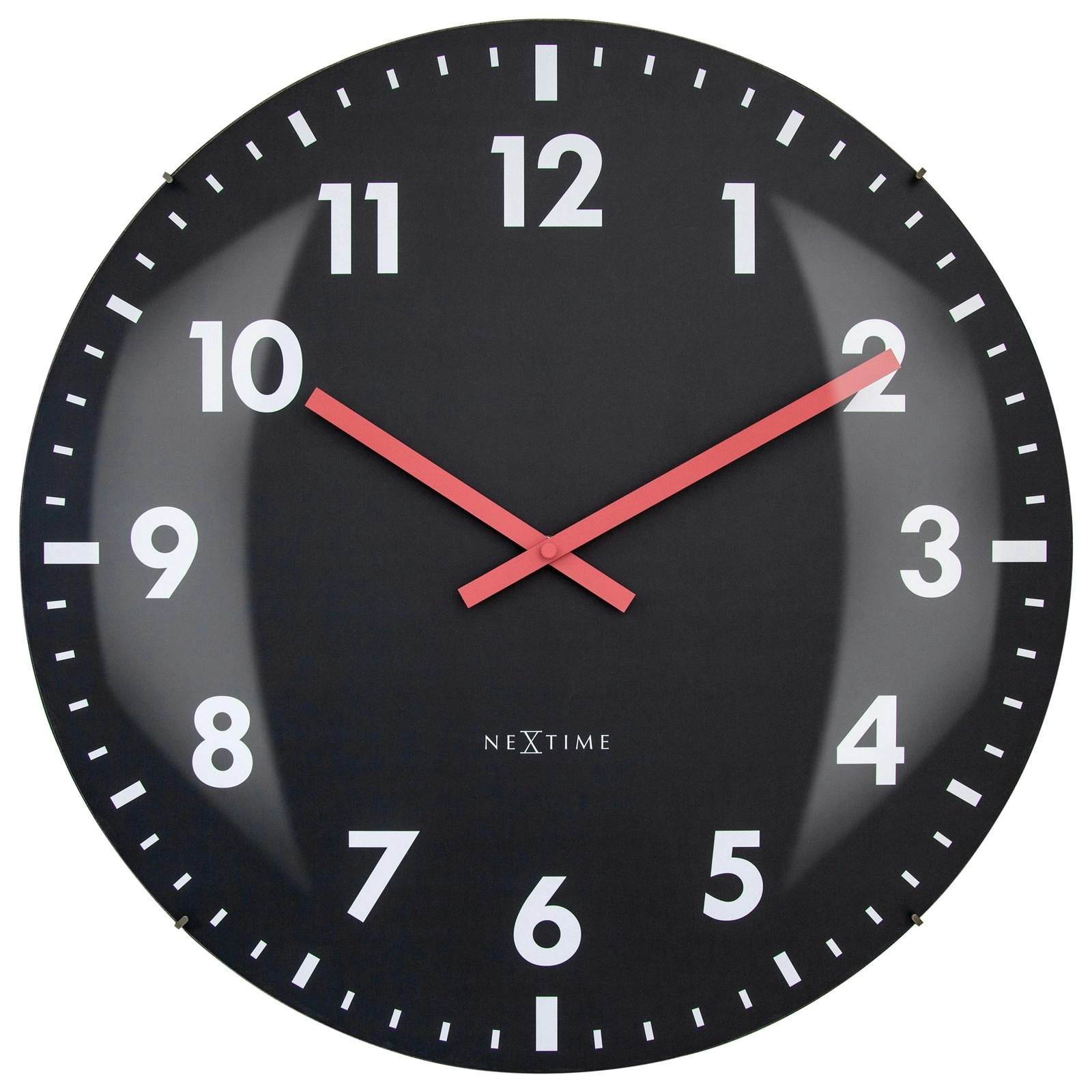 NeXtime Duomo Glass Analogue 50cm Hanging Wall Clock Decor Silent Sweep Black