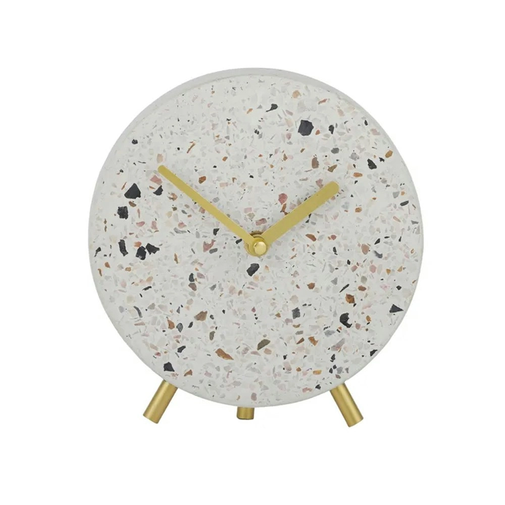 Coast To Coast Home Terrell Terrazzo Round 5x17cm Standing Desk Clock Natural