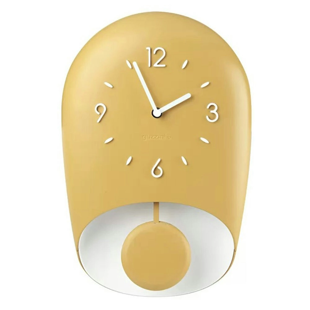 Guzzini Home Hanging Decor 33x22cm Wall Clock w/ Pendulum Bell Mustard Yellow