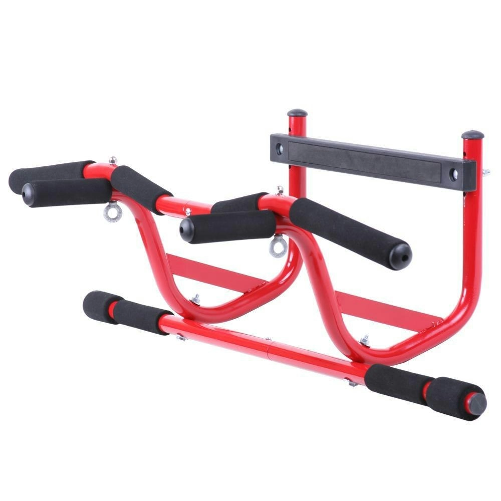 Gofit Elevated 91cm Chin-Ups/Pull-Ups/Push-Ups/Sit-Ups Portable Fitness Bar Red