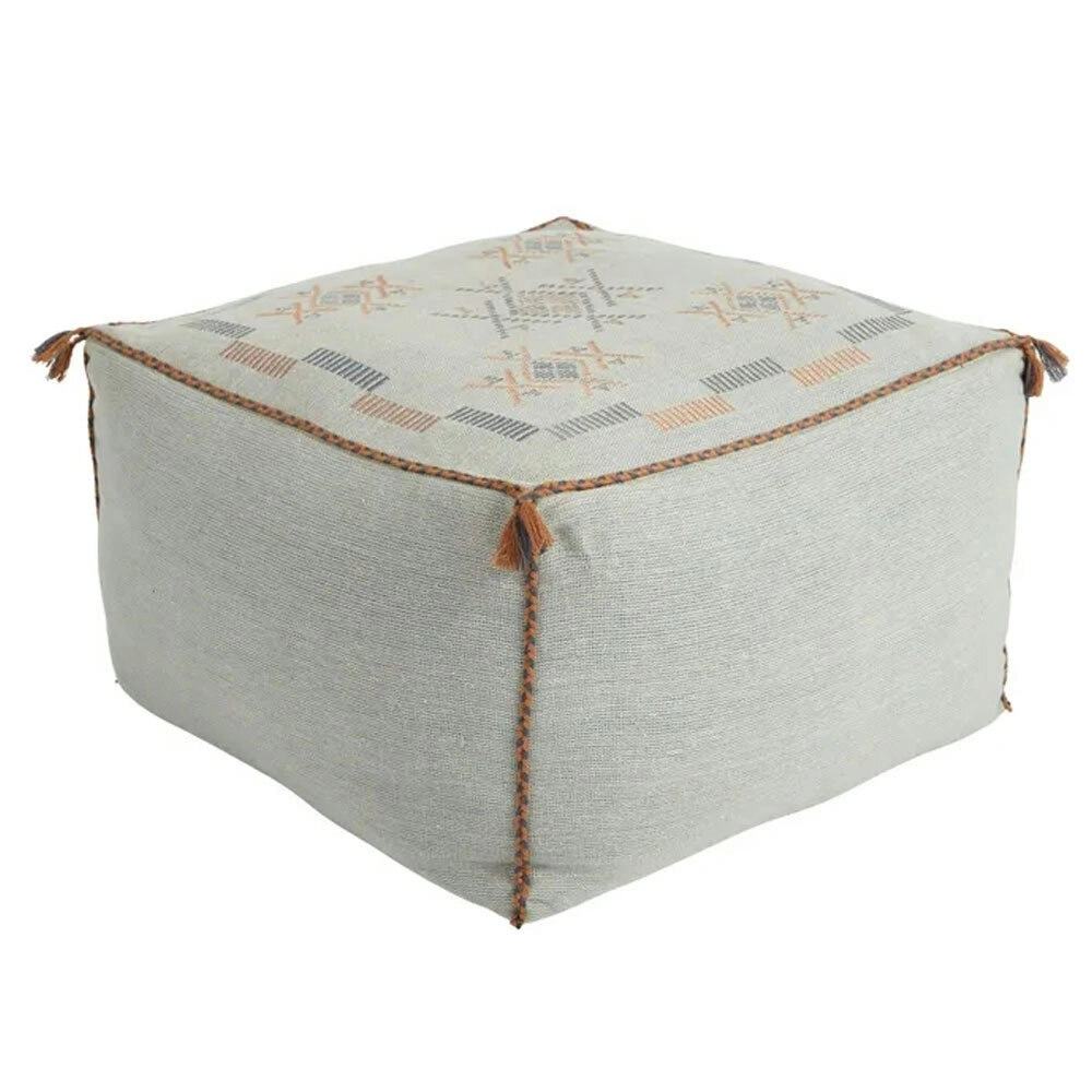 Coast To Coast Home Tayen Cotton Foot Rest Footstool Pouf/Pouffe 50x30cm Grey/BL