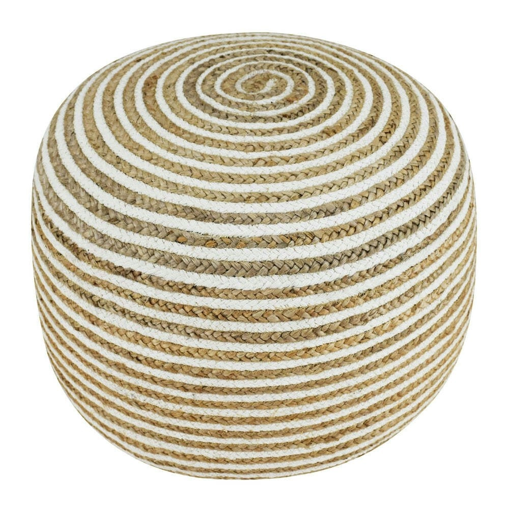 J.Elliot Mateo 50x35cm Round Jute Ottoman Home Footrest Chair/Seat Natural/Ivory