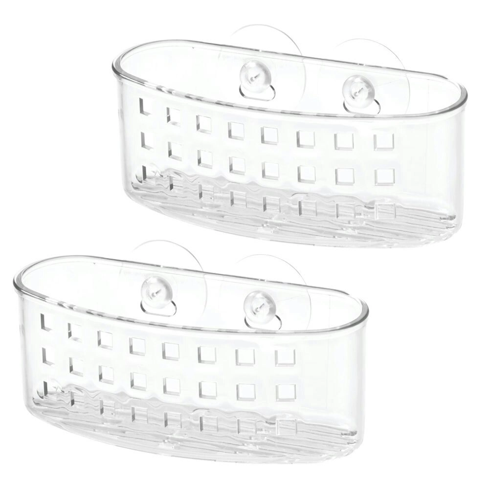 2x Idesign Classic 16.5cm Suction Bath Caddy Hanging Organiser Storage Basket