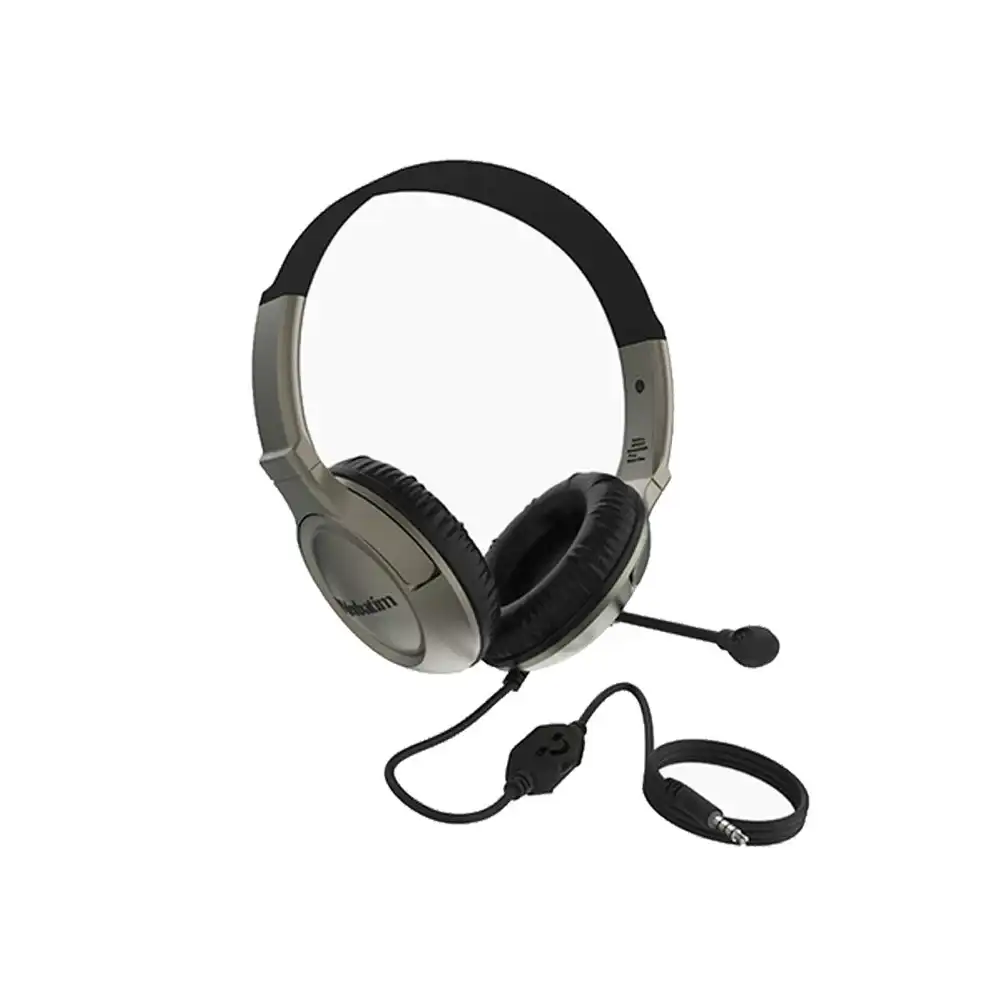 Verbatim Multimedia Headset w/ Noise Cancelling Boom Mic For PC/Laptop Graphite