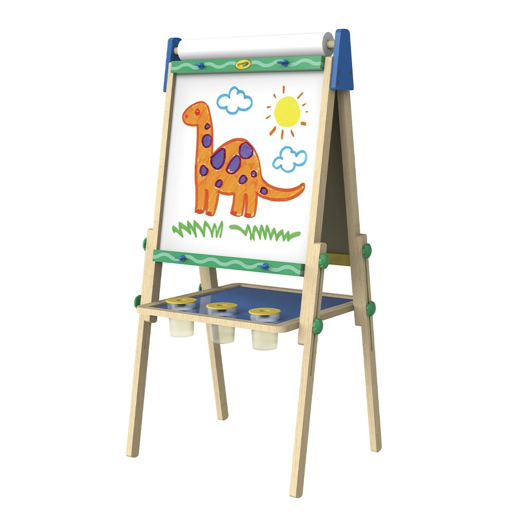 5pc Crayola 198x38cm Wooden Art Easel w/Paper Roll/Paint Pots Art Craft Kids 3y+