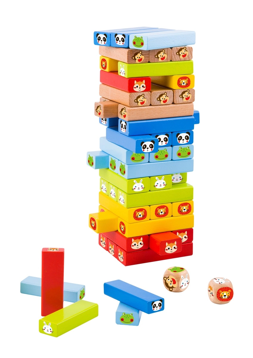 Tooky Toy 31.5cm Kids/Children Jenga Stacking Animals Wooden Block Board Game 3+