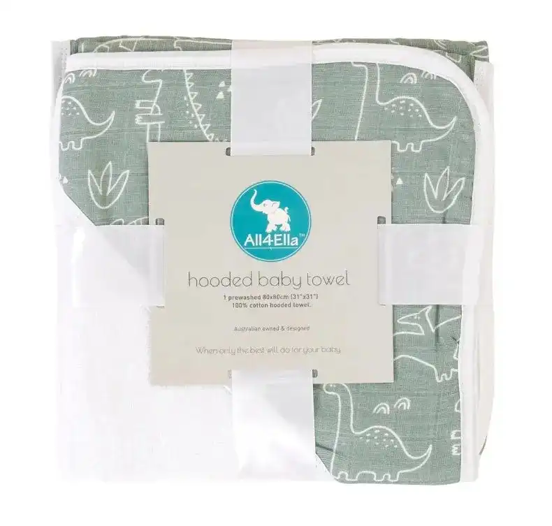 Hooded Towel - Dino Sage