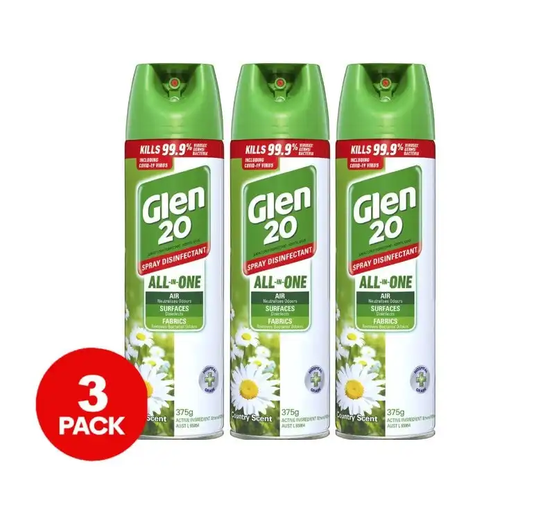 3 x Glen 20 Disinfectant Spray Country Scent 375g