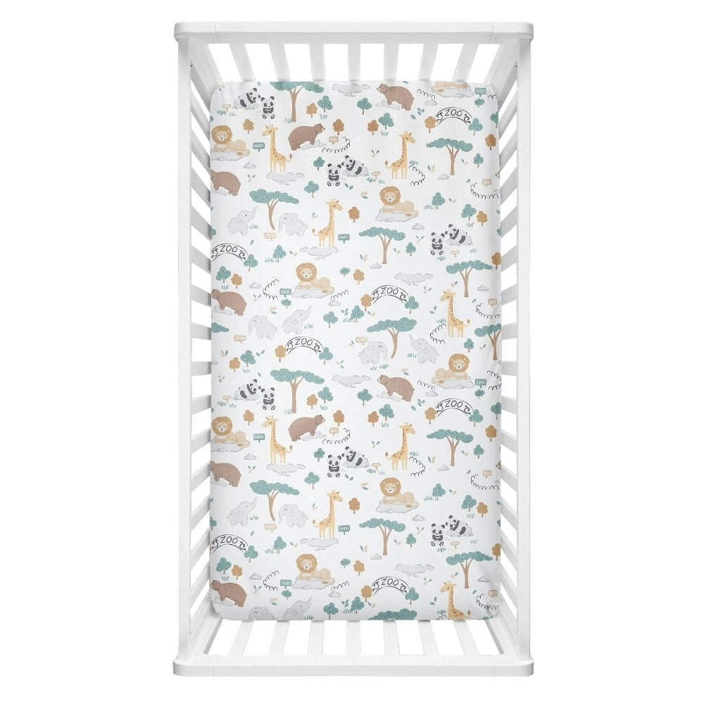 Lolli Living | Cot Fitted Sheet - Day at the Zoo