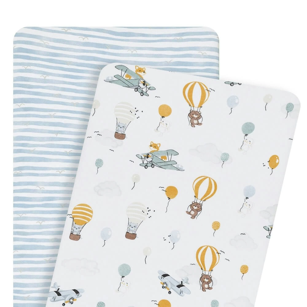 Living Textiles | 2pk Bedside Bassinet Fitted Sheets - Up Up & Away