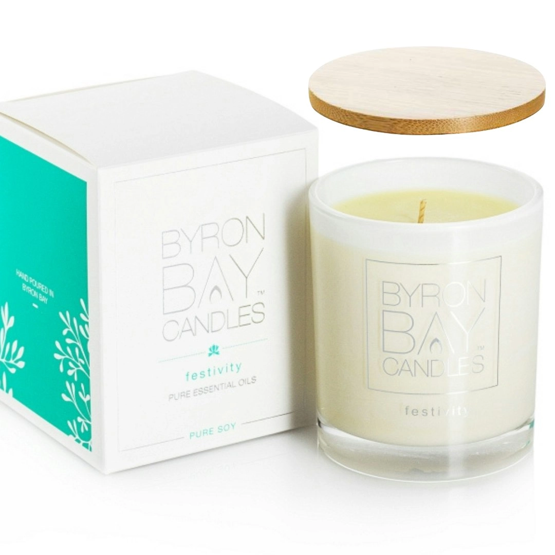 Byron Bay Candles | Large 50 Hour Scented Pure Soy Candle - Festivity