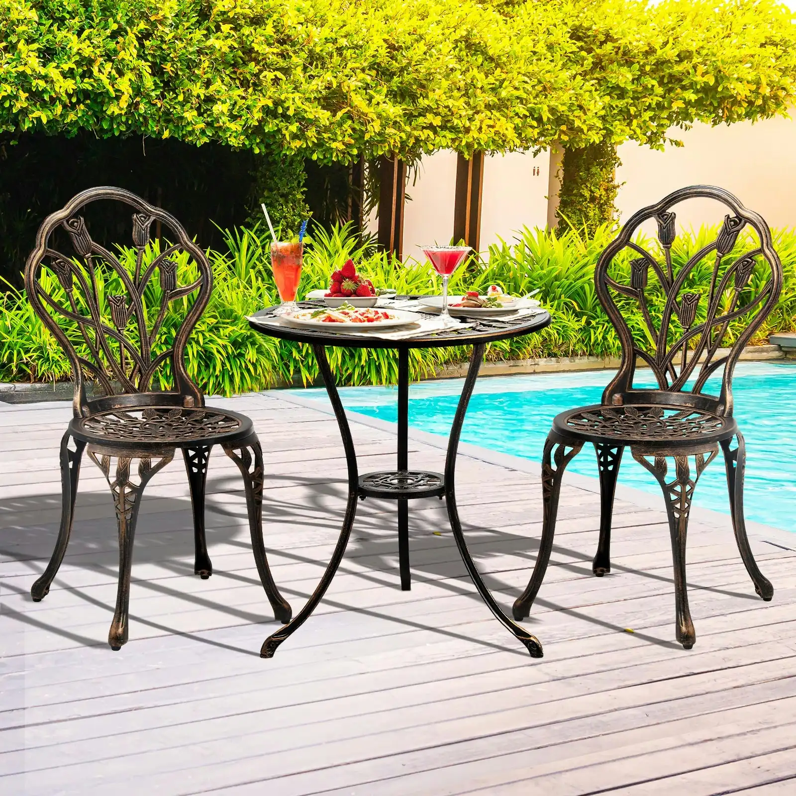 Livsip 3PCS Bistro Outdoor Setting Chairs Table Patio Dining Set Furniture