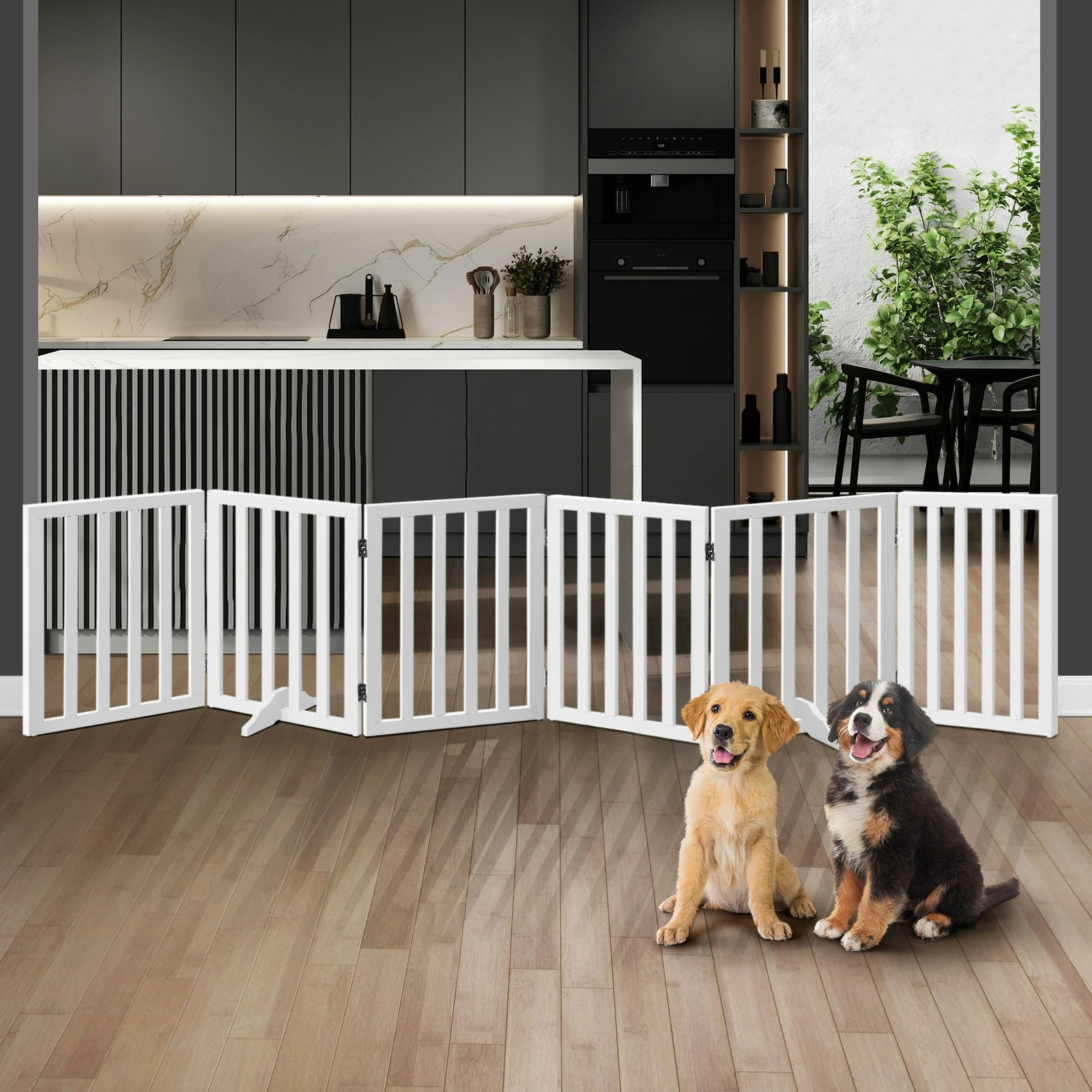 Alopet Wooden Pet Gate Dog Fence Safety Stair Barrier Security Door 6 Panels