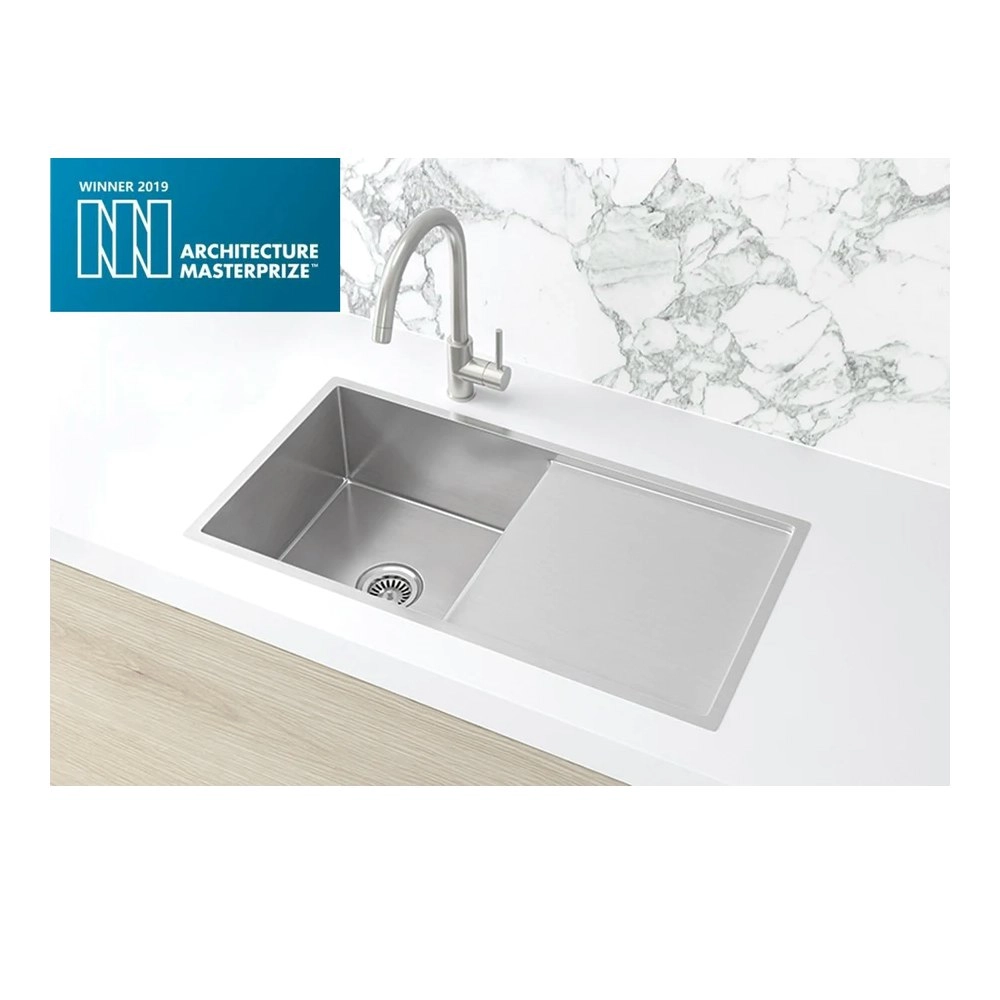 Meir Single Bowl & Drainer 840mm Brushed Nickel MKSP-S840440D-NK