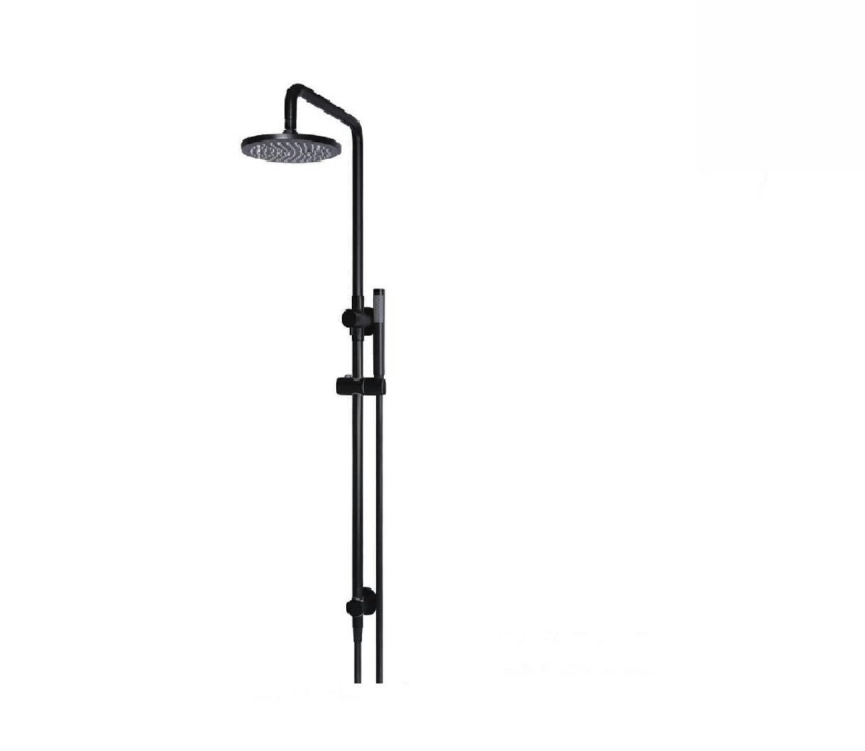 Meir Shower Twin Rail Round 200mm Rose Matte Black MZ0704-R