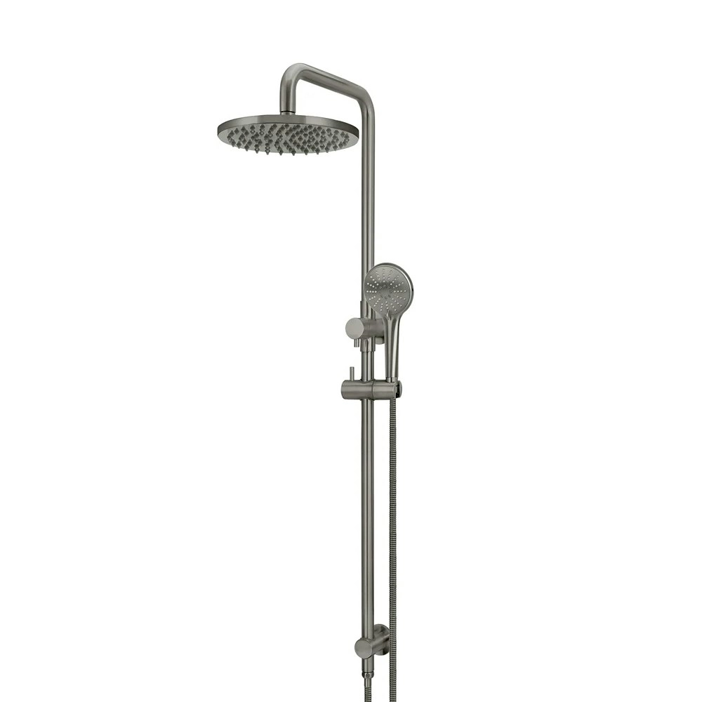 Meir Round Combination Shower Rail 200mm Rose, Three Function Hand Shower Shadow MZ0704-PVDGM