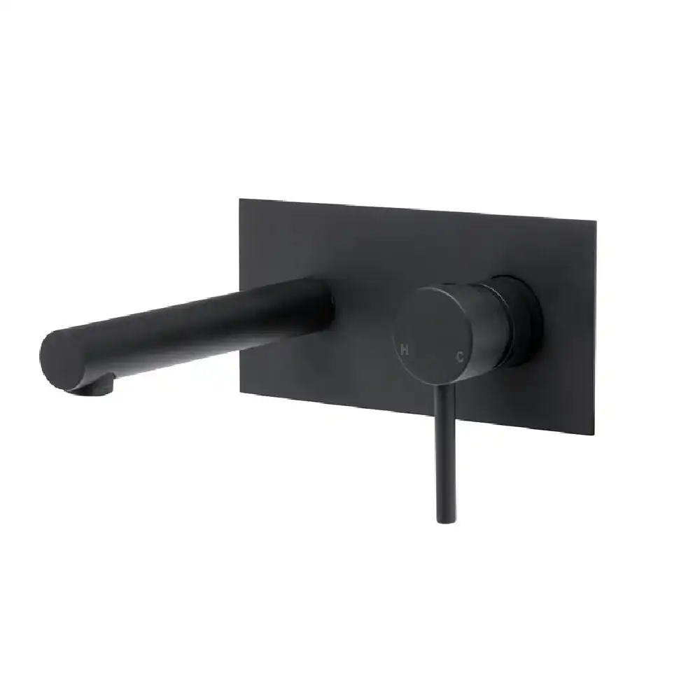 Fienza Hustle Wall Mixer with Spout Matte Black 225106B