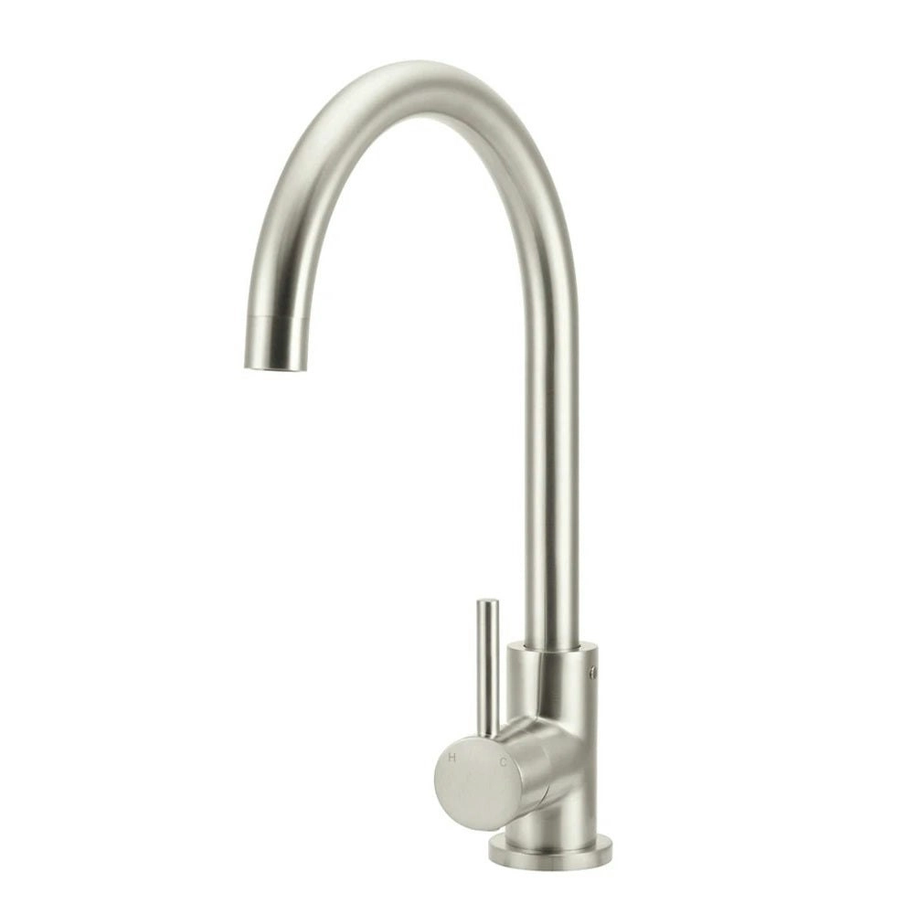 Meir Kitchen Mixer Round Gooseneck Tap - PVD Brushed Nickel MK03-PVDBN