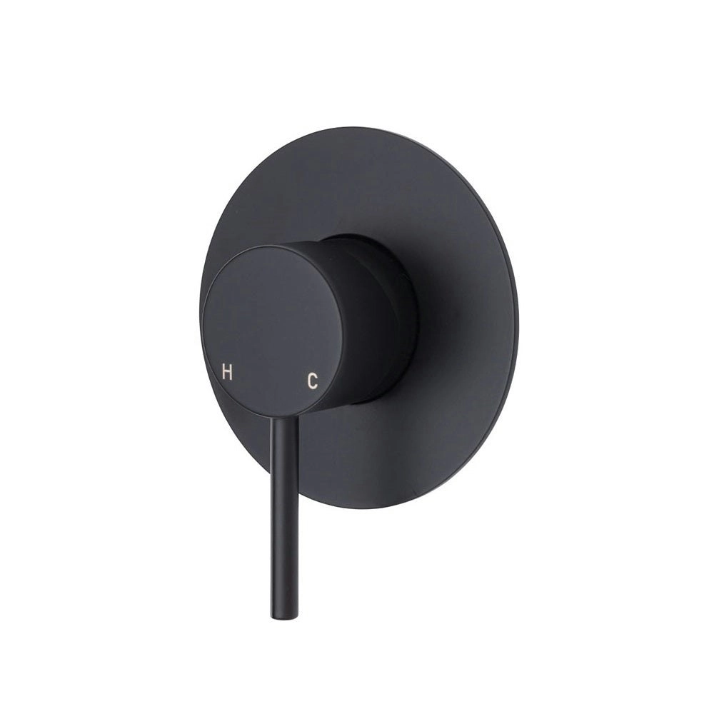 Fienza Kaya Wall Mixer Large Round Plate Matte Black 228101B-3