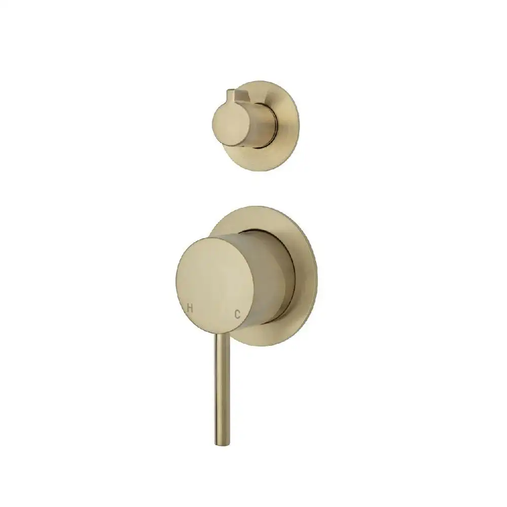 Fienza Kaya Wall Diverter Mixer, Small Round Plate Urban Brass 228102UB-4