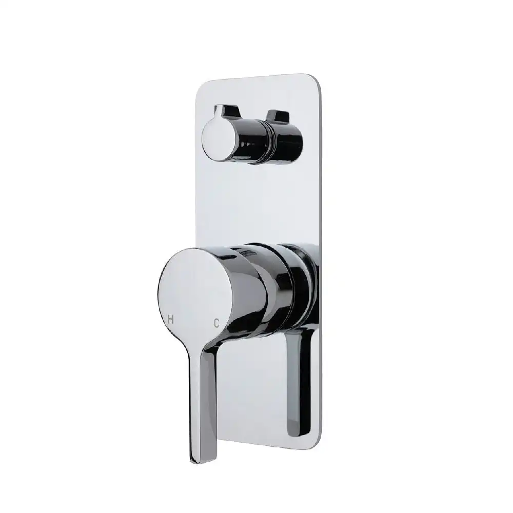 Fienza Sansa Wall Diverter Mixer Soft Square Plate Chrome 229102-2