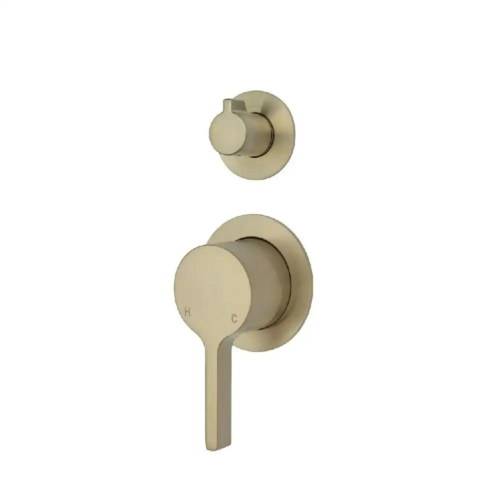 Fienza Sansa Wall Mixer Diverter Small Round Plate Urban Brass 229102UB-4