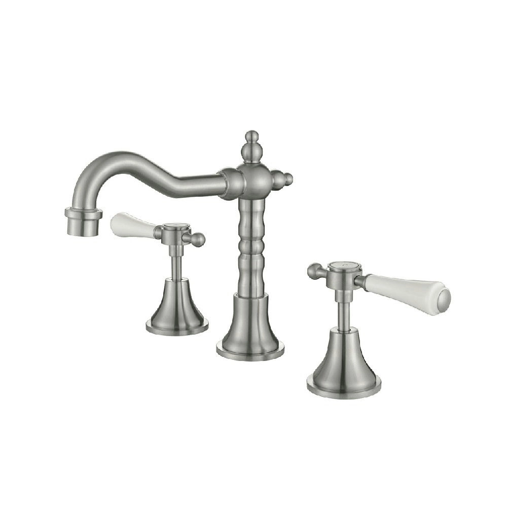 Fienza Lillian Lever Shepherds Crook Basin Set Brushed Nickel 339101BN