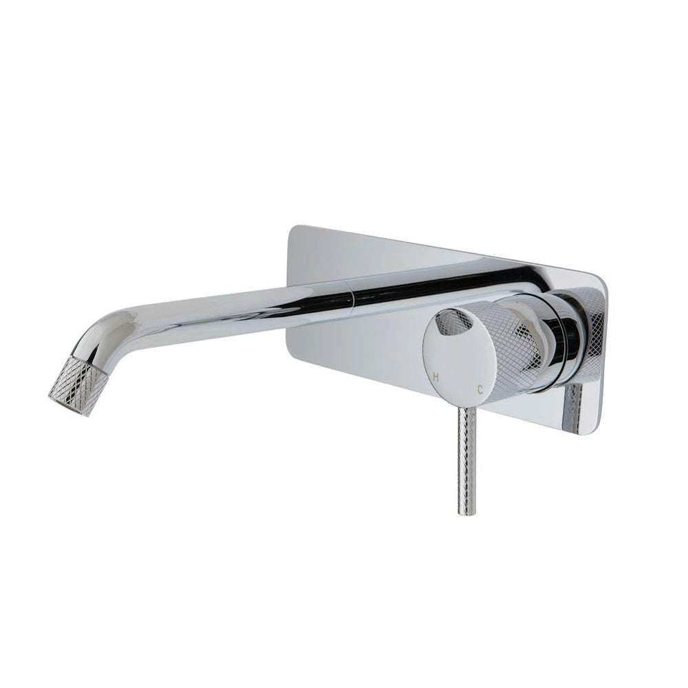 Fienza Axle Basin/ Bath 160mm Wall Mixer Set Soft Square Plate Chrome 231106