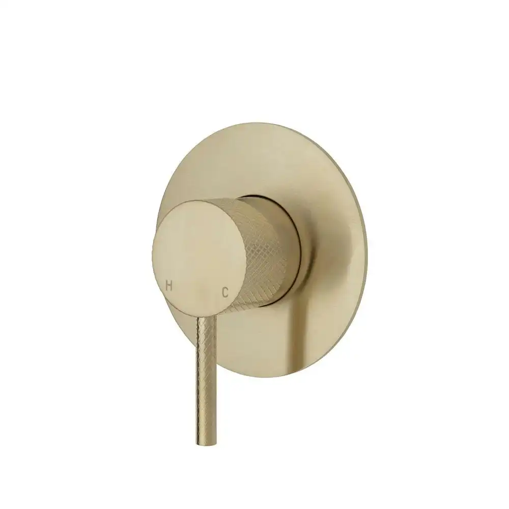 Fienza Axle Wall Mixer Large Round Plate Urban Brass 231101UB-3