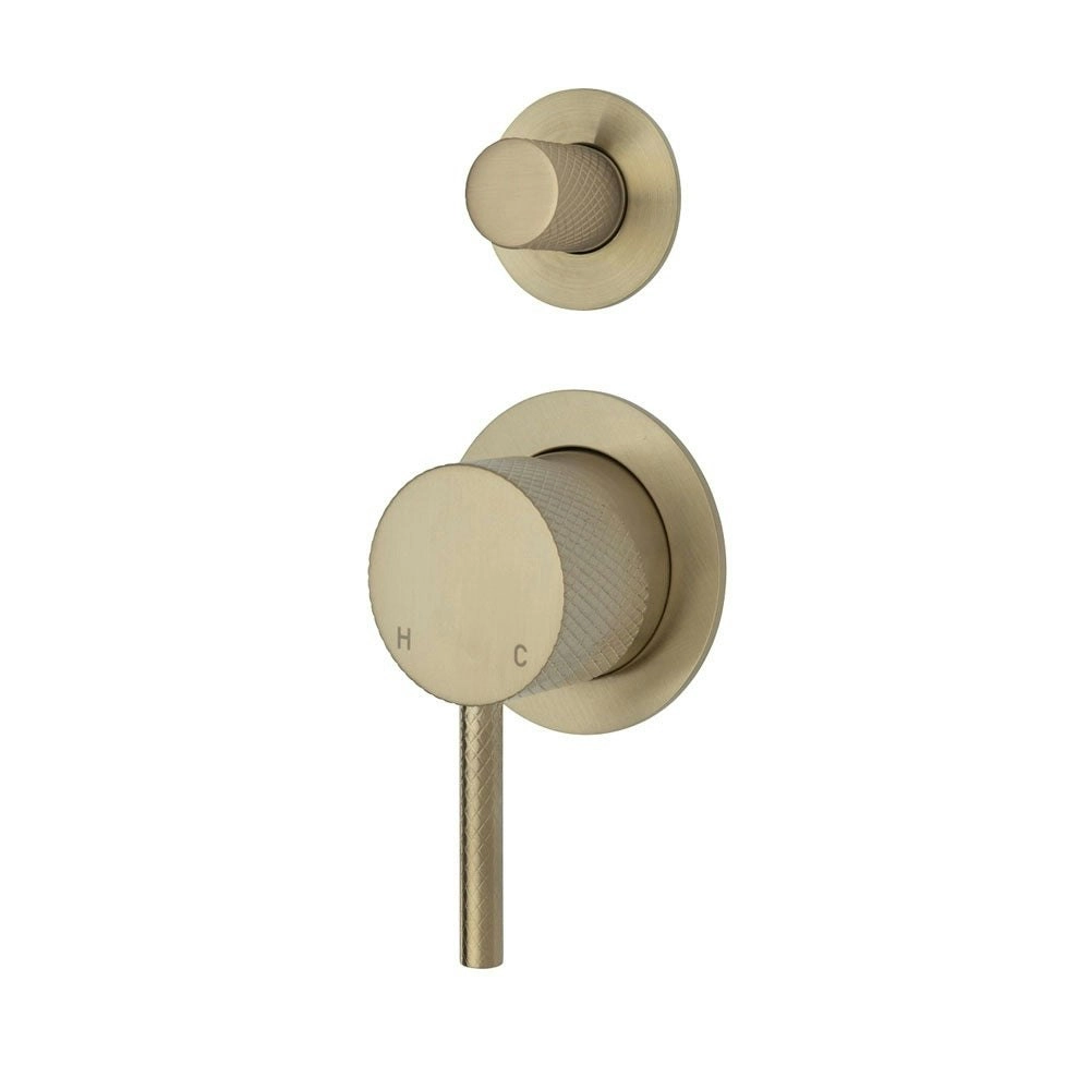 Fienza Axle Wall Diverter Mixer Small Round Plate Urban Brass 231102UB-4