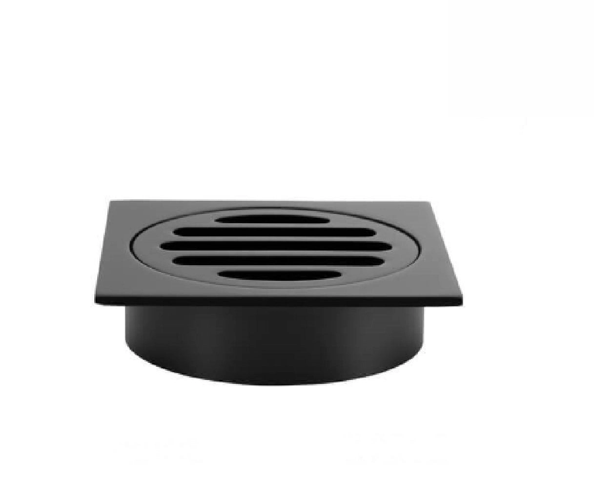 Meir Floor Grate 80mm Square Short Neck Matte Black MP06-80