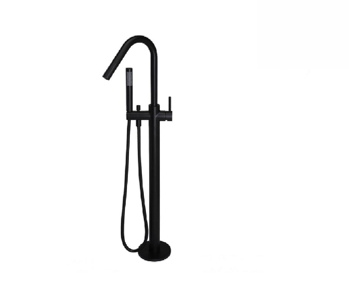 Meir Freestanding Bath Mixer with Hand Spray Round Matte Black MB09