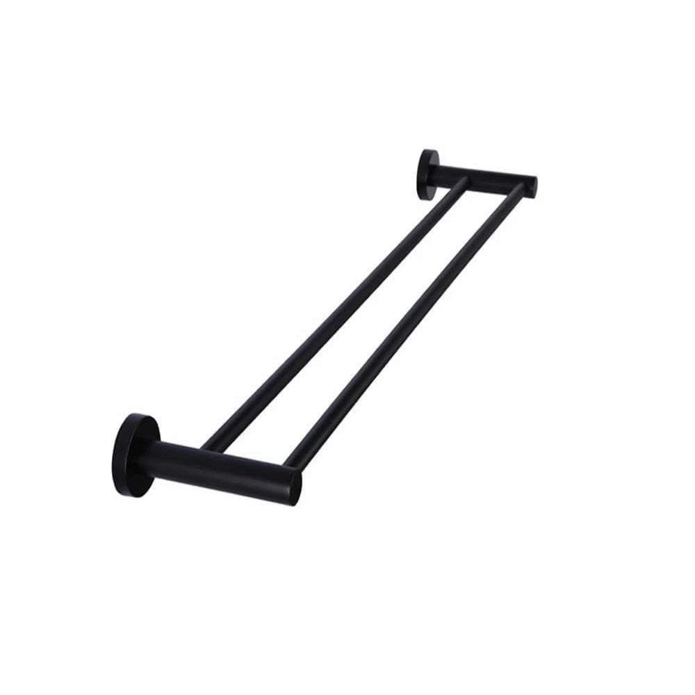 Meir Double Towel Rail 900mm Round - Matte Black MR01-R90