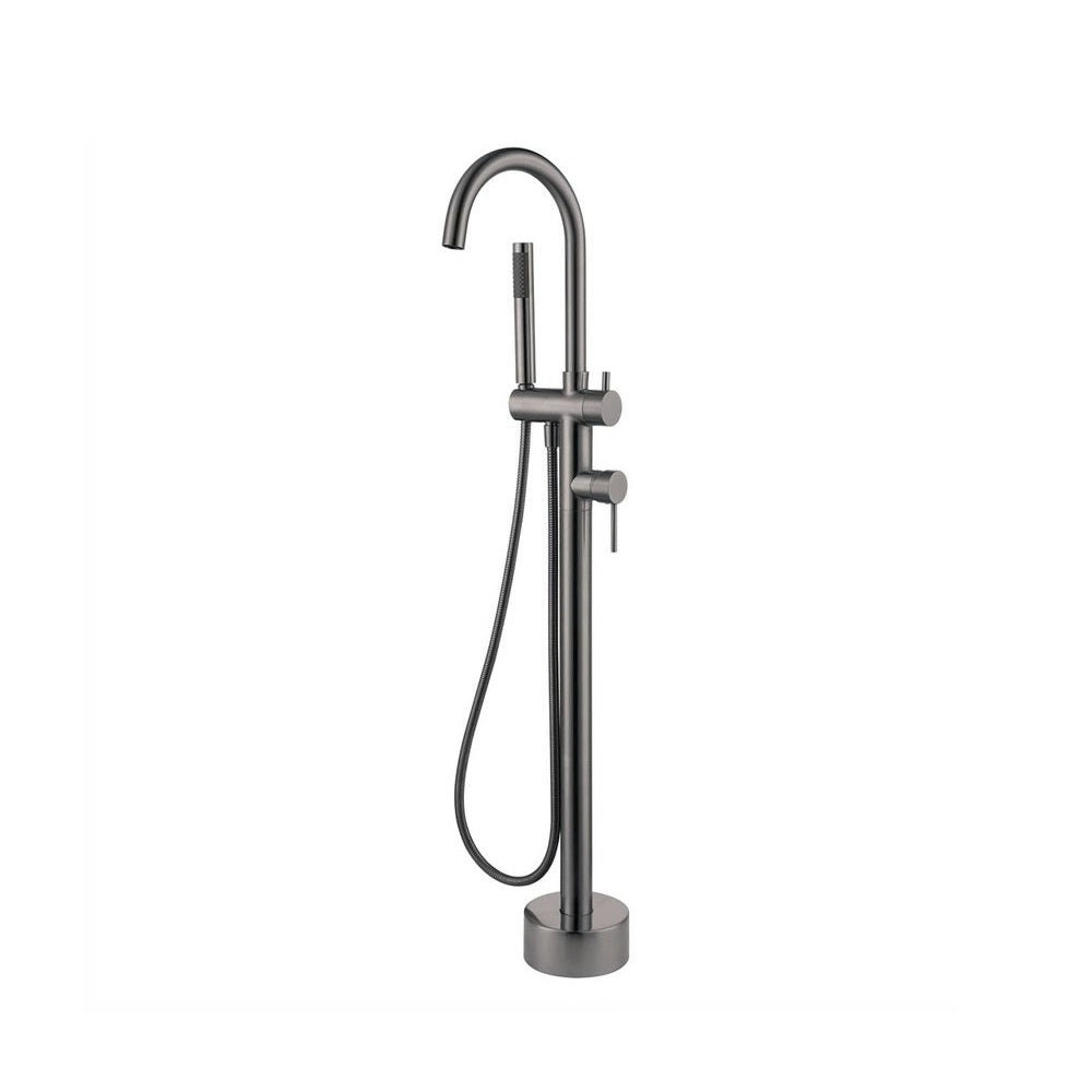 Fienza Kaya Floor Mounted Bath Mixer with Hand Shower Gun Metal 213113GM