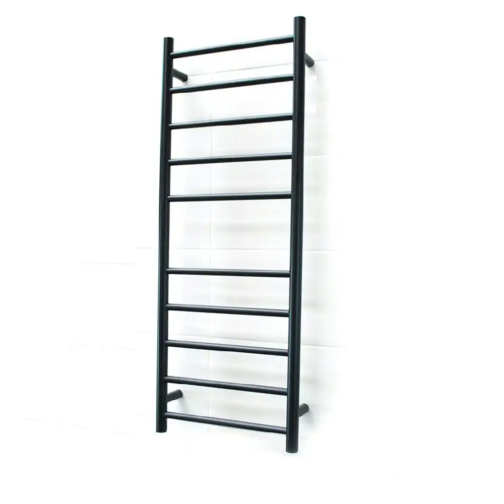 Radiant Matte Black 430 x 1100mm Round Non Heated Towel Rail BLTR430