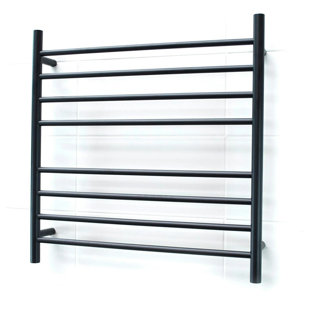 Radiant Matte Black 750 x 750mm Round Heated Towel Rail (Right Wiring) BRTR06RIGHT